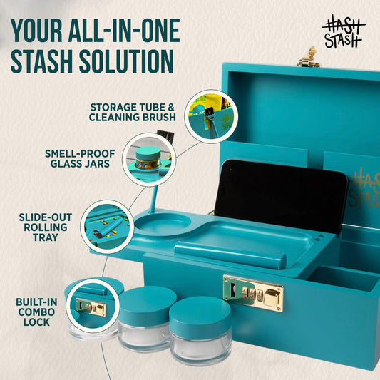 HASHSTASH - The OG Storage Box Teal and gold
