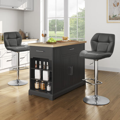 Yaheetech Set of 2 Adjustable Swivel Bar Stools w/Backrest, Grey