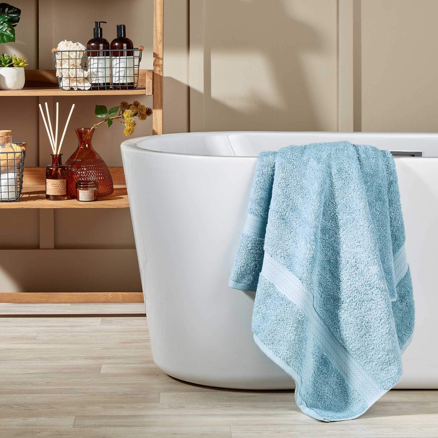 Christy Renaissance 2 Bath Sheets Set | Soft Chambray Blue | 100% Egyptian Cotton Pile | Luxuriously Soft and Super Absorbent | 675 GSM