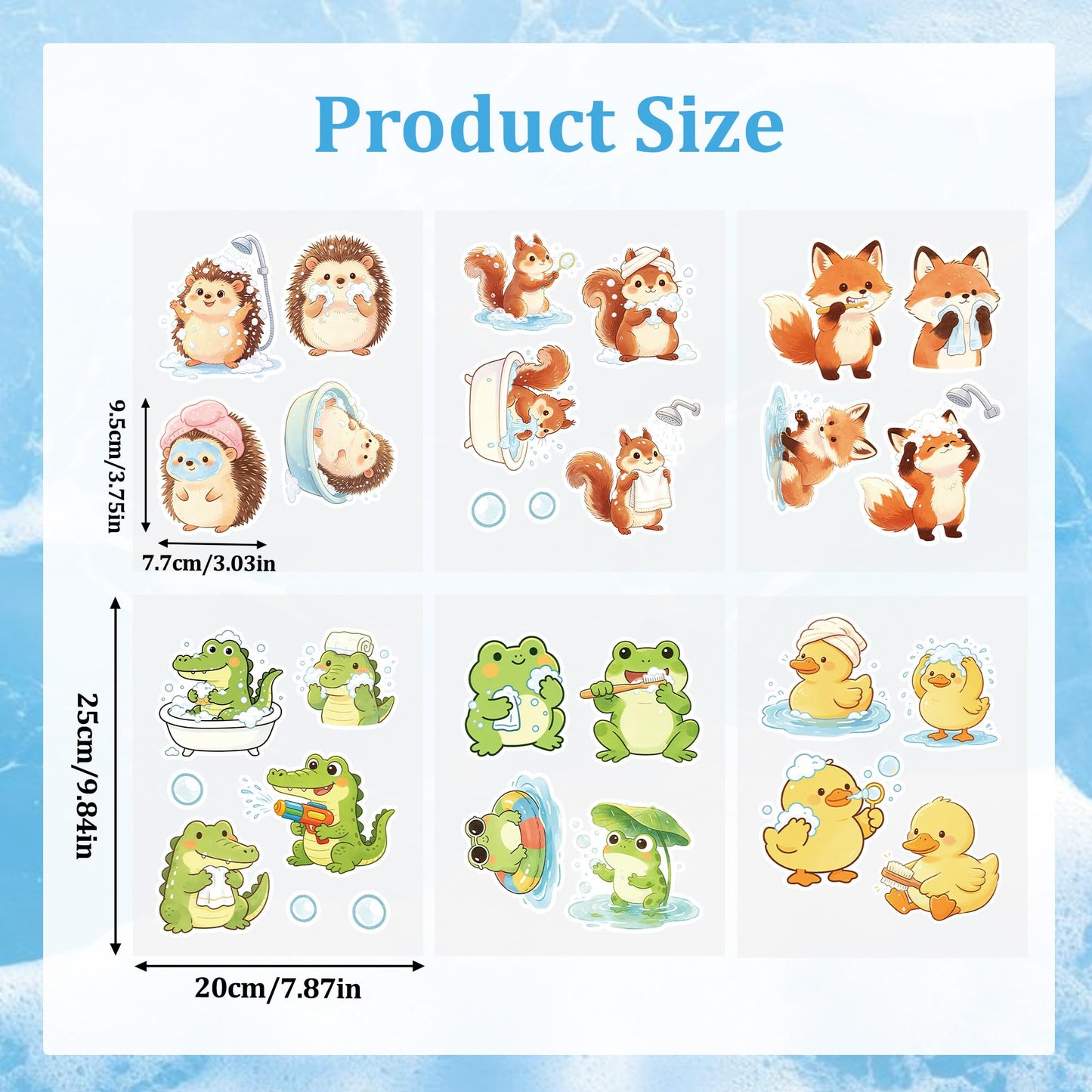 MOROBOR Non Slip Bathtub Stickers, 6 PCS Cute Animals Theme Bathtub Sticker Anti-Slip Adhesive Applique Decal with Scraper for Bath Tub Stair Shower