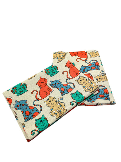 Ger3as Set of 2 Gourmet Tea Towels, Kitchen Towels, Linen Cotton Hand Towels, 50 x 70 cm, Half-Linen Stonewashed Jacquard or Printed Tea Towels