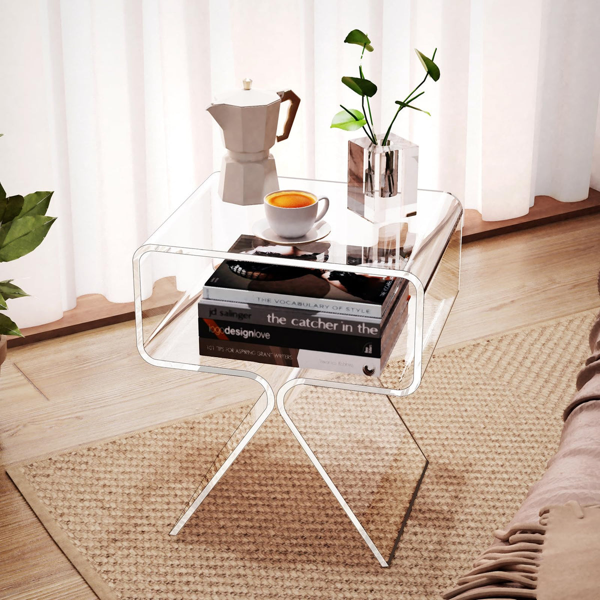 solaround Acrylic Side Table, No Assembly, 39 x 30 x 45 cm, Clear
