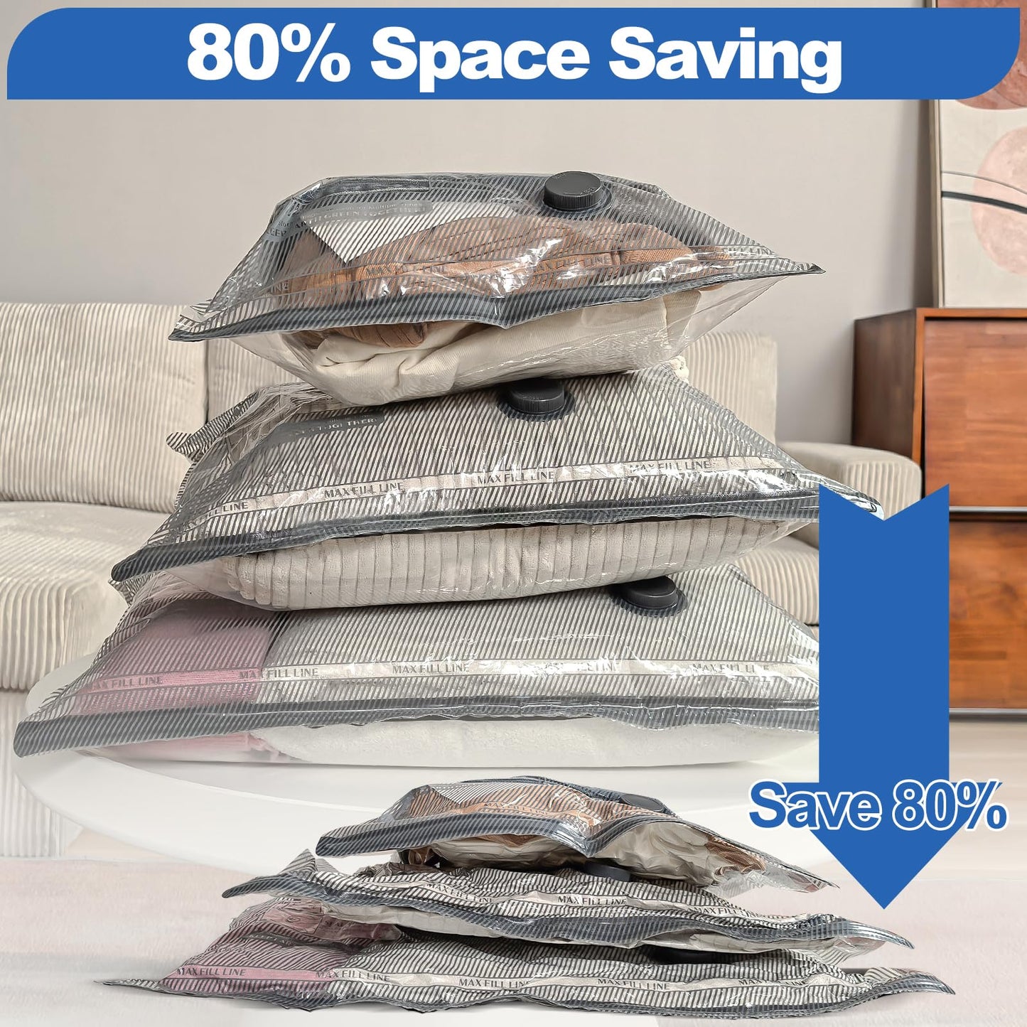 Vacbird Vacuum Storage Bags with Electric Pumps for Travel, 15 Pack