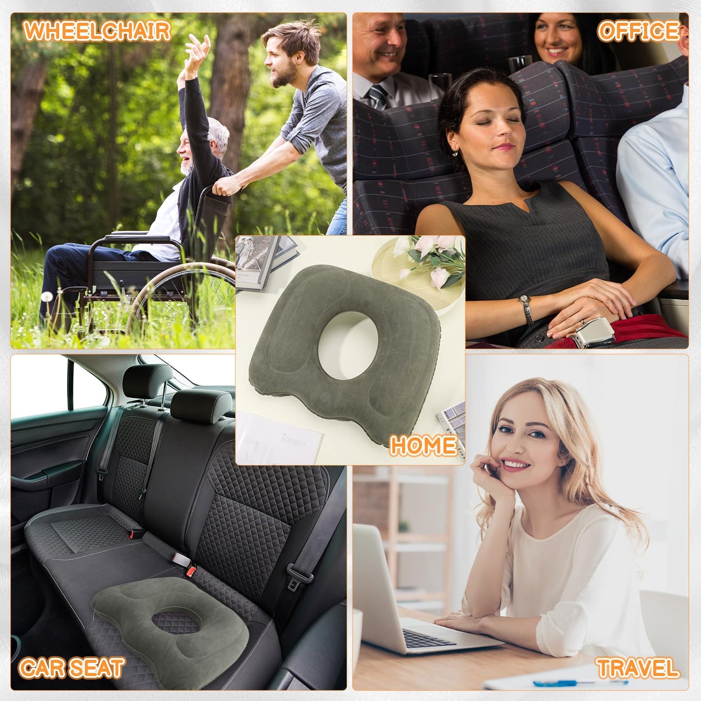 Inflatable Donut Pillow Hemorrhoid Cushion Dark Grey Doughnut Cushion