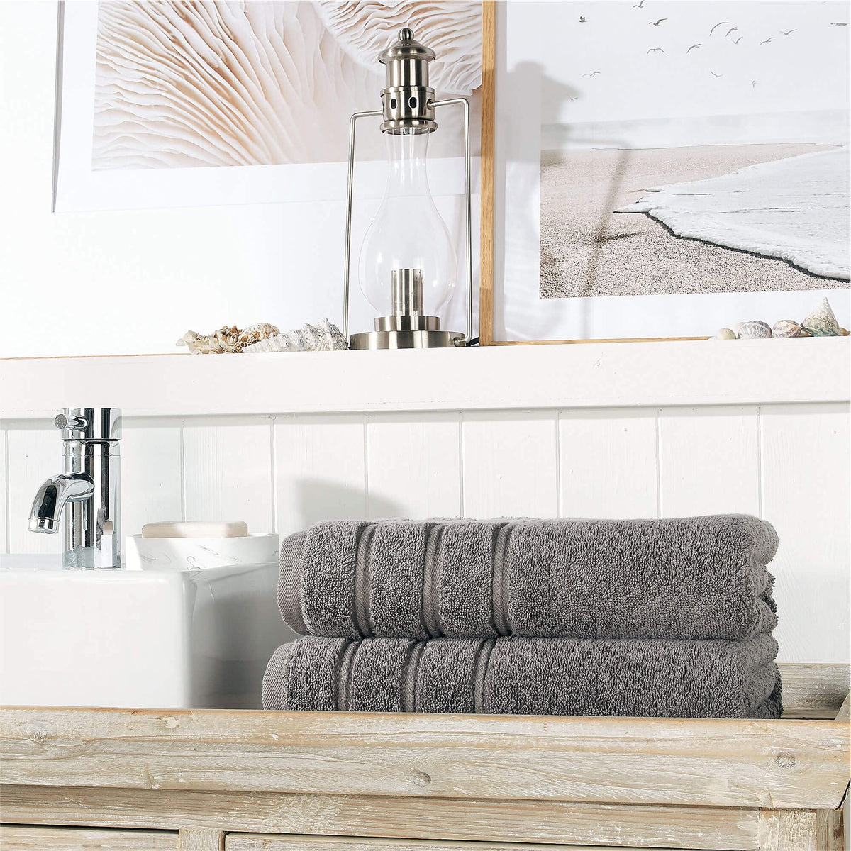 Christy Antalya Large Bath Towels | Set of 2 | 100% Turkish Cotton | 600GSM | Soft Plush Luxury Towel Set | 70cm x 125cm | Quick Dry | Storm Grey
