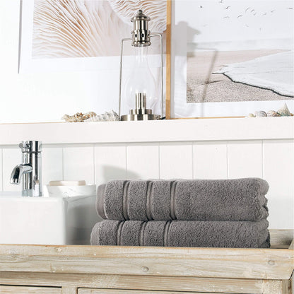 Christy Antalya Large Bath Towels | Set of 2 | 100% Turkish Cotton | 600GSM | Soft Plush Luxury Towel Set | 70cm x 125cm | Quick Dry | Storm Grey