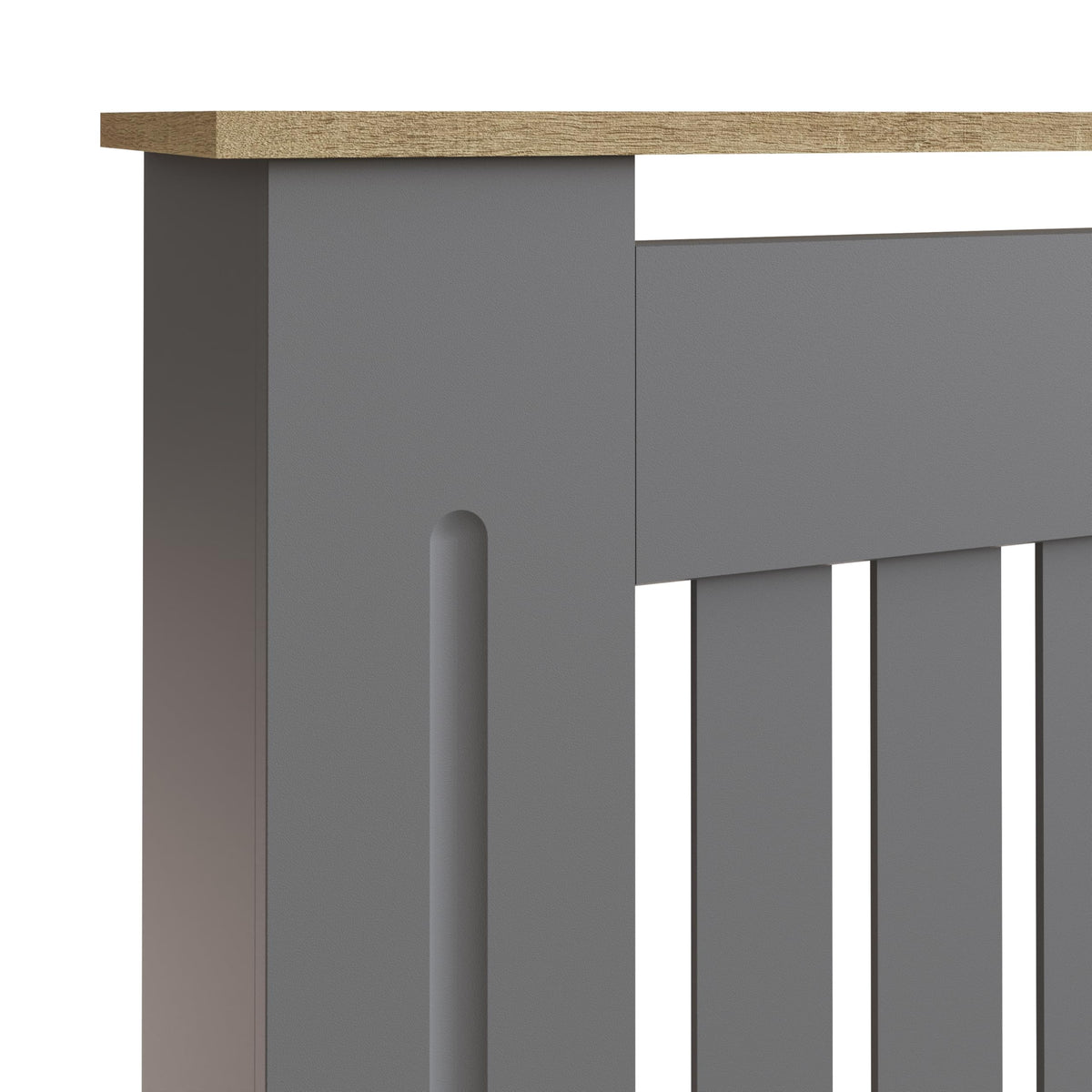 GFW Longslow Medium Radiator Cover with Vertical Slatted Design, Top Display Shelf, Durable Finish and Modern Radiator Cabinet, Grey