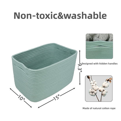 XUANGUO Cotton Rope storage Basket Bins Woven Basket for Organizing Shelves Closet Rectangle Decorative Baskets For storage Clothes Toys Books Towels