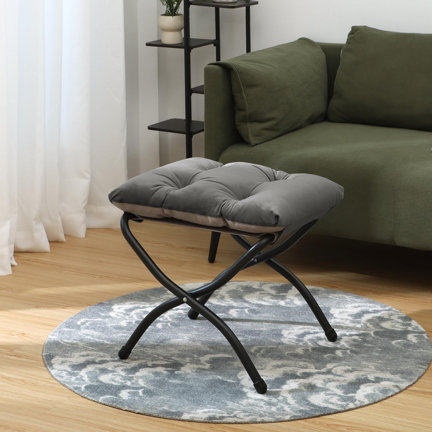 Mordchil EU 15"(H) Folding Ottoman, Foldable Footrest Stool, Portable Small Foot Stool for Couch, Collapsible Foot Rest Ottoman for Sofa