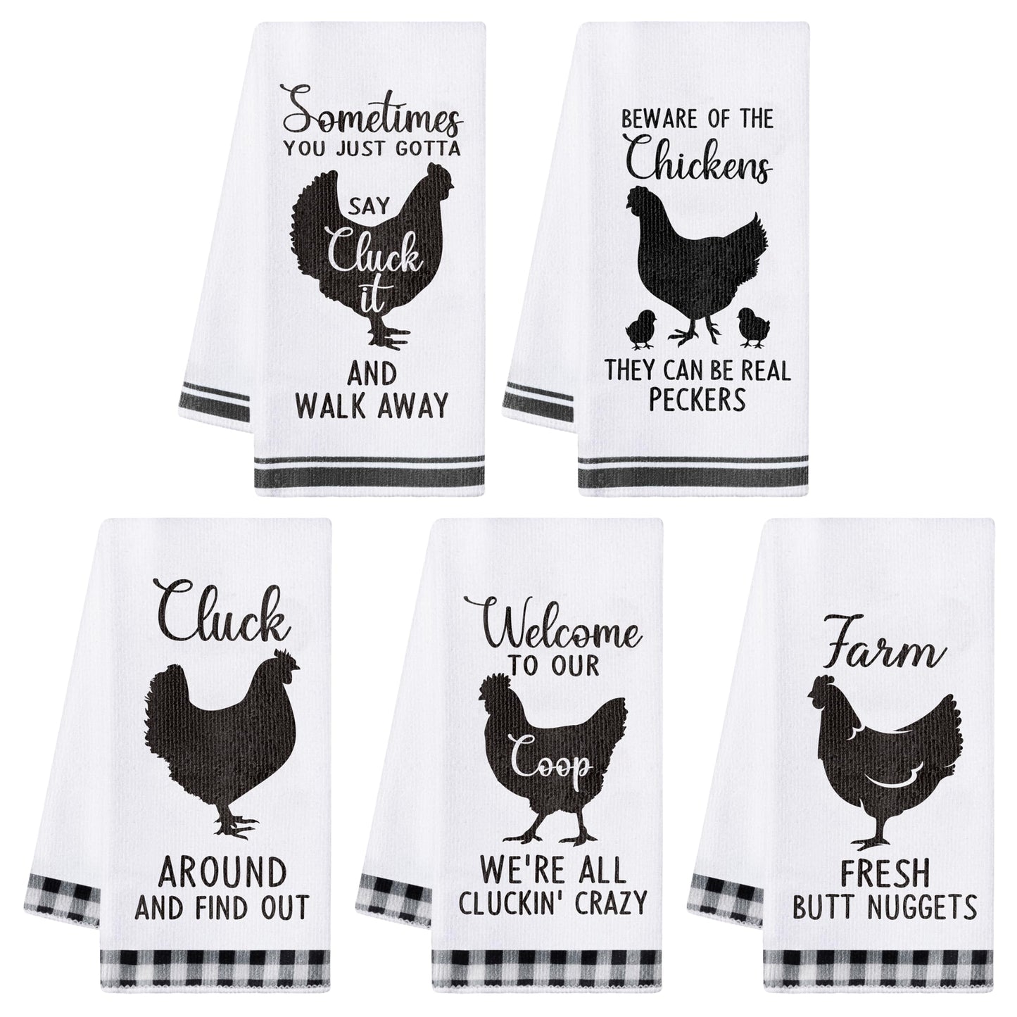 R HORSE 5Pcs Kitchen Dish Towels - Funny Dishcloths Gift, Absorbent