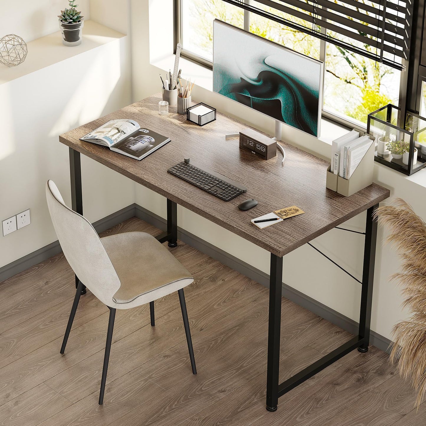 ODK 100x48 cm Desk, Computer Desk for Home Office, Grey