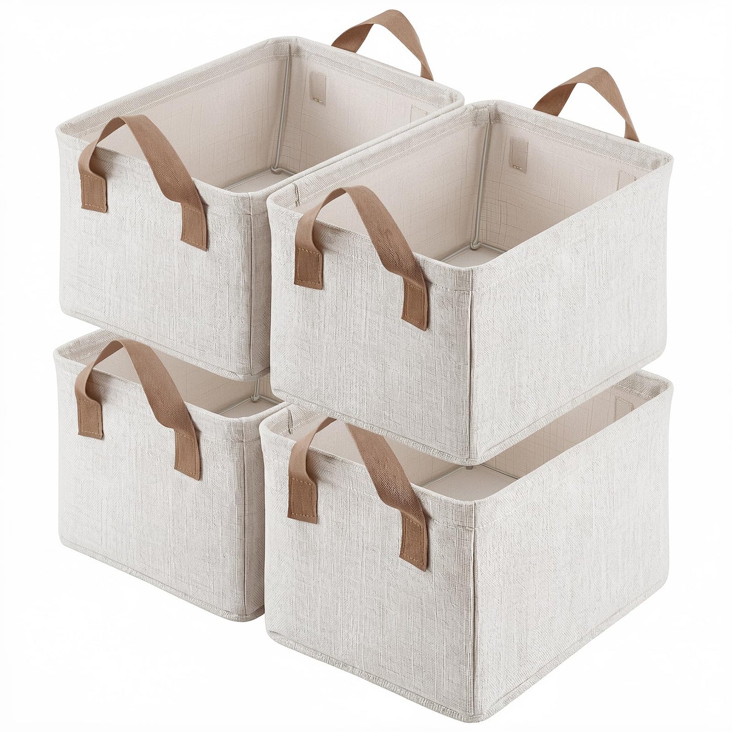 2 Pack Storage Baskets for Shelf, Small Closet Organizers and Storage Cream