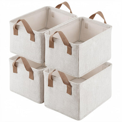 2 Pack Storage Baskets for Shelf, Small Closet Organizers and Storage Cream