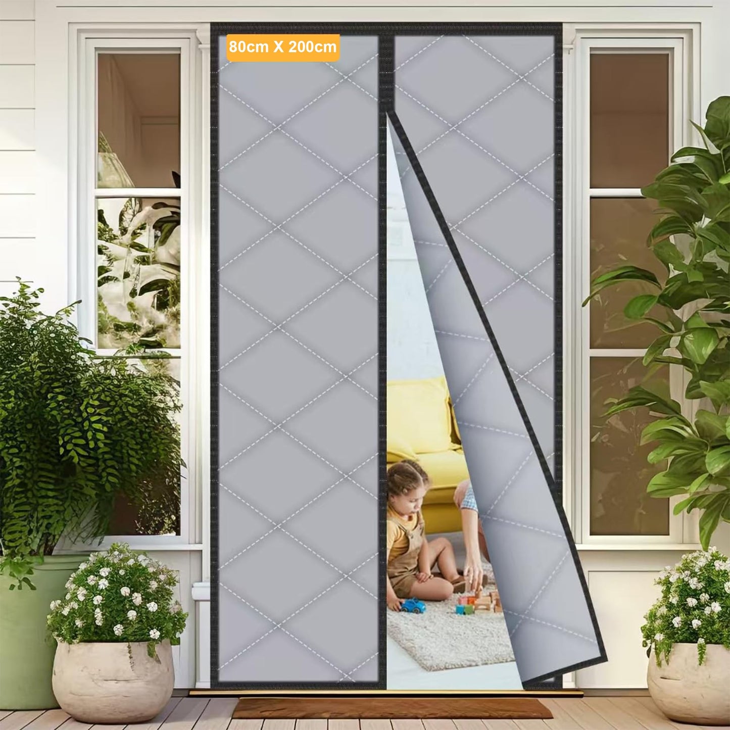 Sylken Thermal Door Curtain 80 X 200cm,Thickened Windproof Waterproof Door Covers Oxford Cloth with Polyester Cotton Warm Winter, Windproof