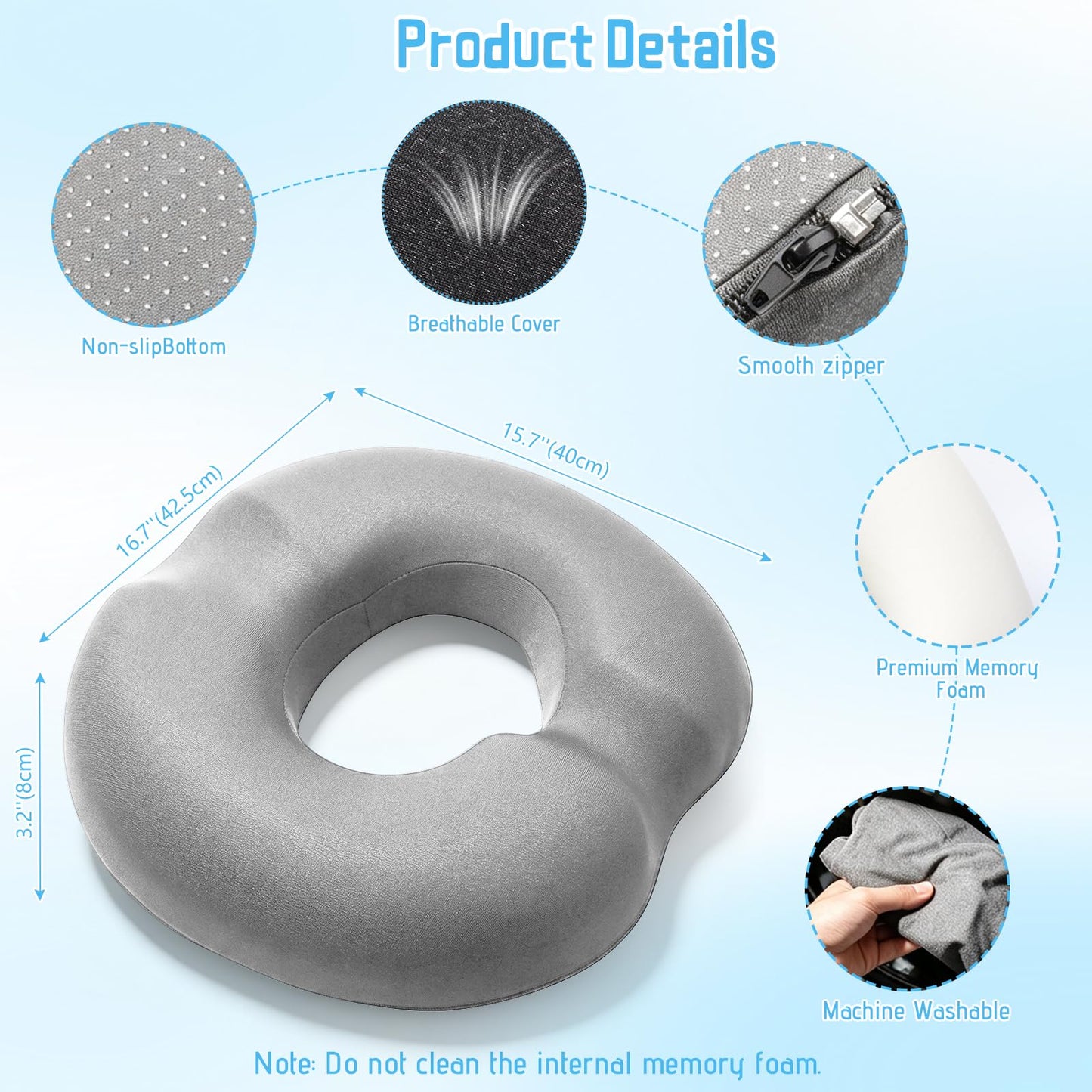KANGBES Donut Cushion for Hemorrhoids, Coccyx Pain Relief Seat Cushion