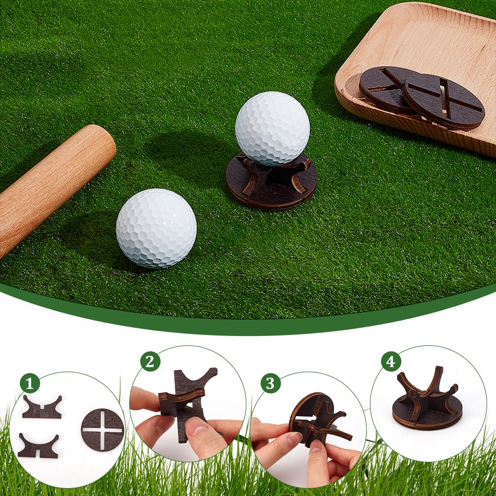 NBEADS 4 Pcs Wooden Golf Display Stands, 5.5x2.95cm Coconut Brown Ball Display Holder Versatile Display Holder Set for Golf Balls Baseballs Sportss