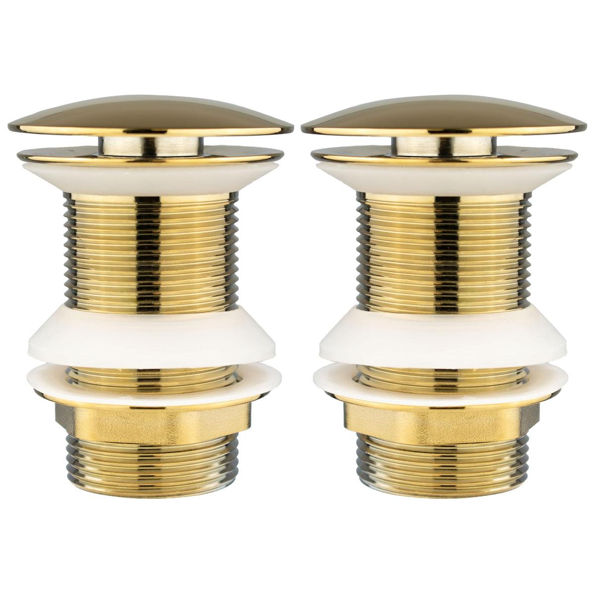Xcel Home 2X Unslotted Gold Pop Up Basin Waste, Brass Mushroom Dome