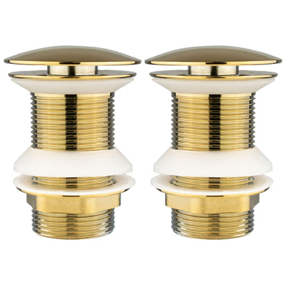 Xcel Home 2X Unslotted Gold Pop Up Basin Waste, Brass Mushroom Dome