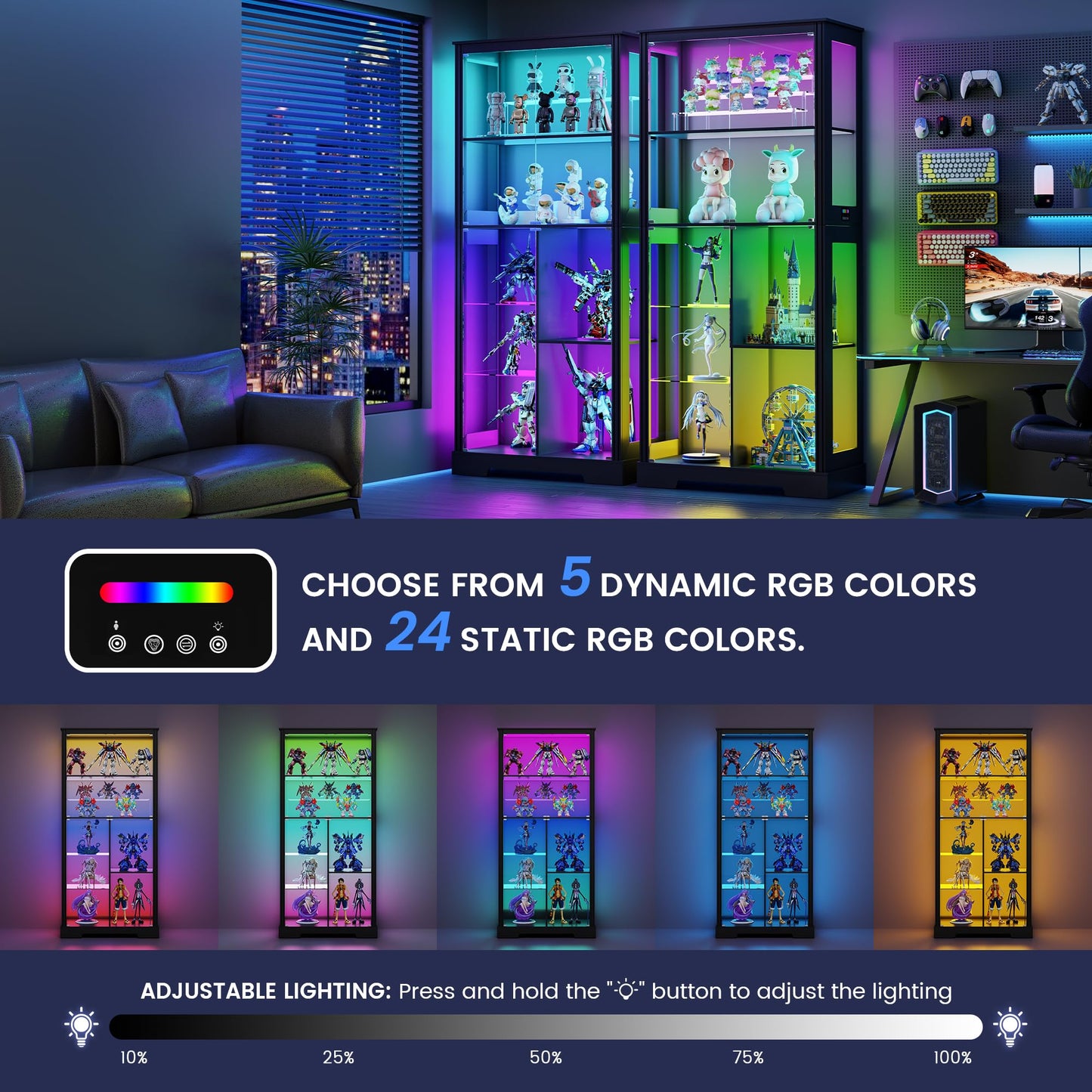 180cm Display Cabinets with RGB Lights and Human Sensing for Living room