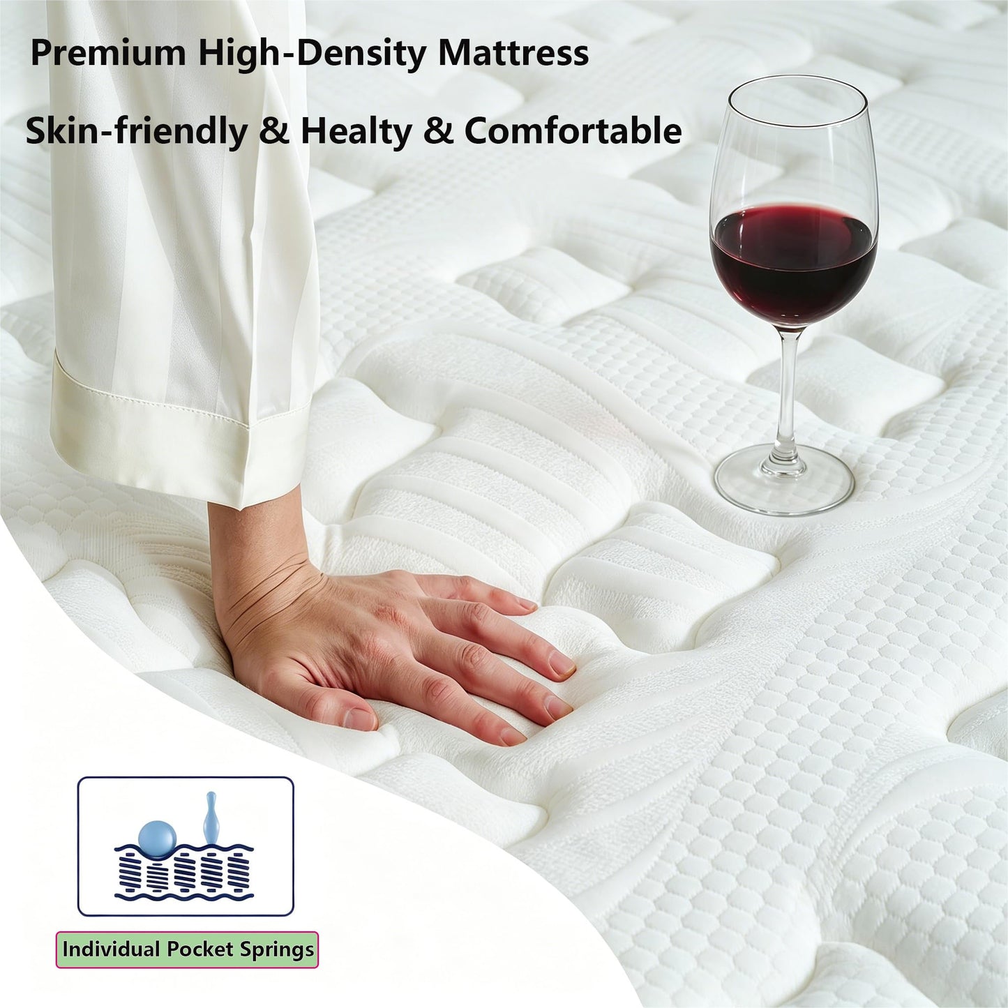 Vipbear Single Mattress 3FT, 10 Inch Hybrid Memory Foam & Sprung Mattress in a Box, Medium Firm, 90 x 190 x 25cm