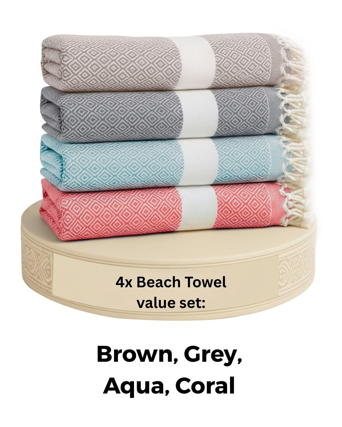 Flora Furora Beach Towel Large 100 x 200 cm: Cotton Set of 4, Light, Long, Thin, Compact, Premium Quality, Hammam Towel, Sauna Towel