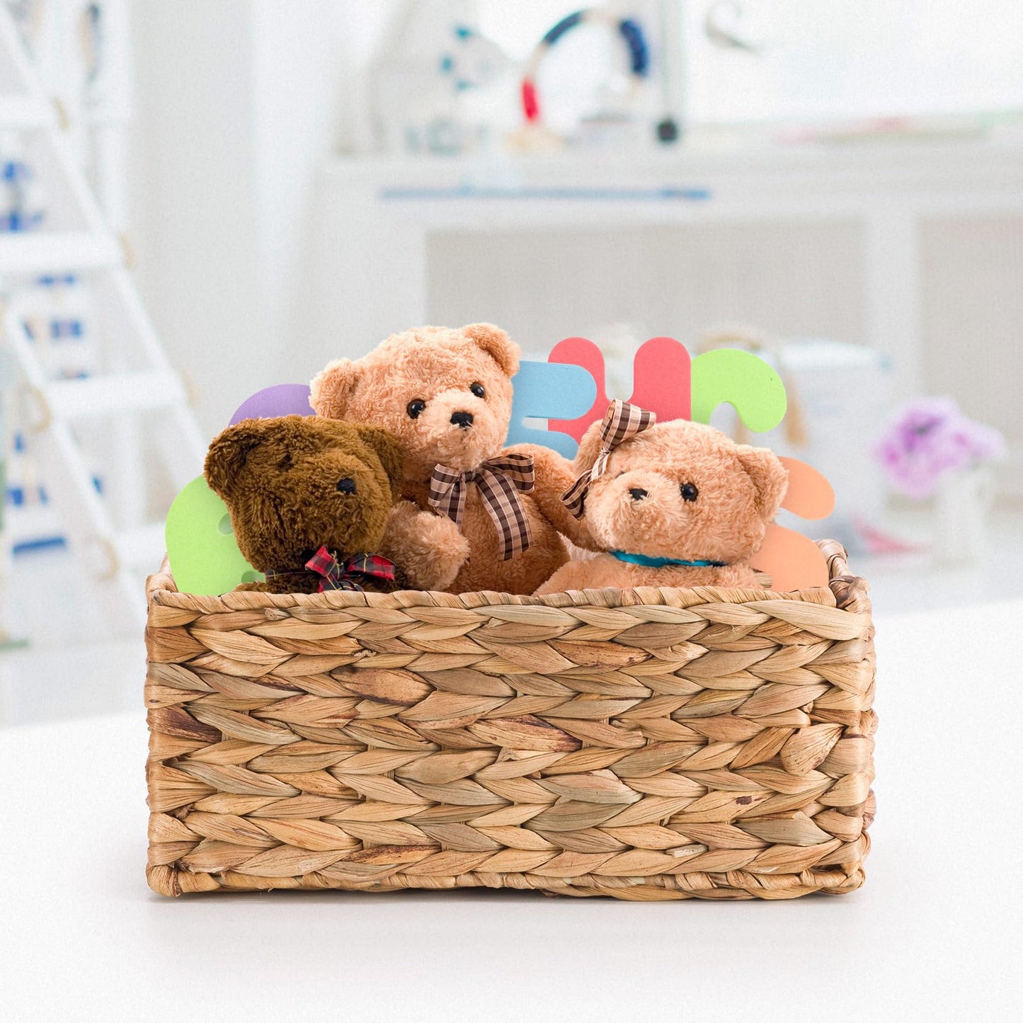 Woodluv Storage Baskets for Shelves, Woven Natural Hamper Gift Basket Bathroom Storage Basket organiser Toys Storage, Small