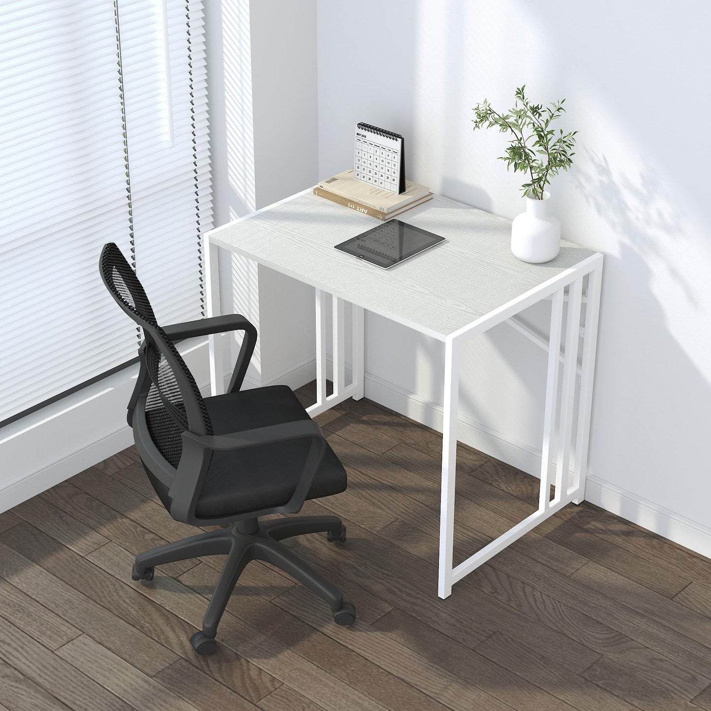 Lutown-Teen 47 inch Folding Desk, Natural and White