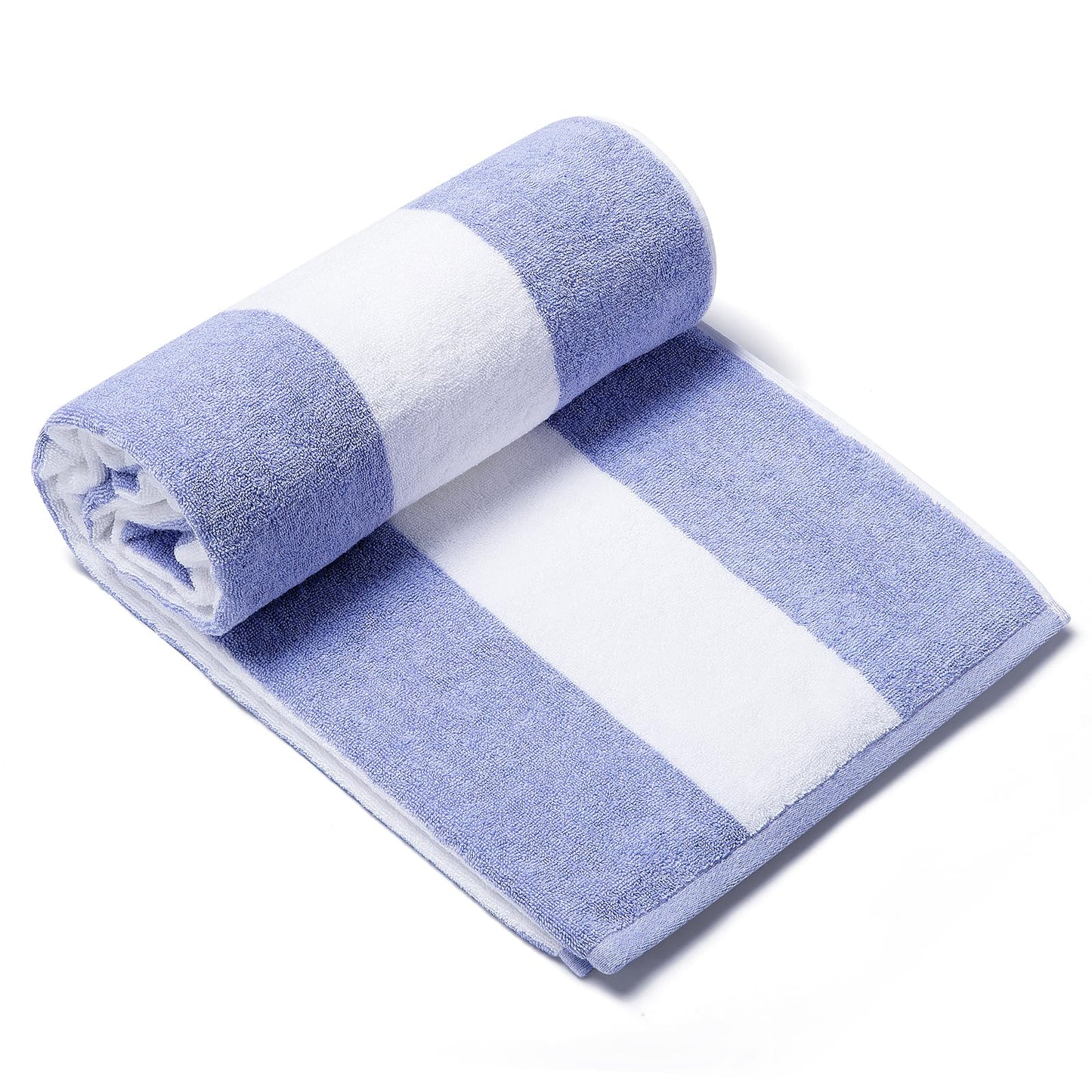 CLOWOOD Surfwaii Plush Oversized Beach Towel - Bamboo Cotton 40 x 72 Inch Large Thick Blue Striped Cabana Pool Swimming Towel