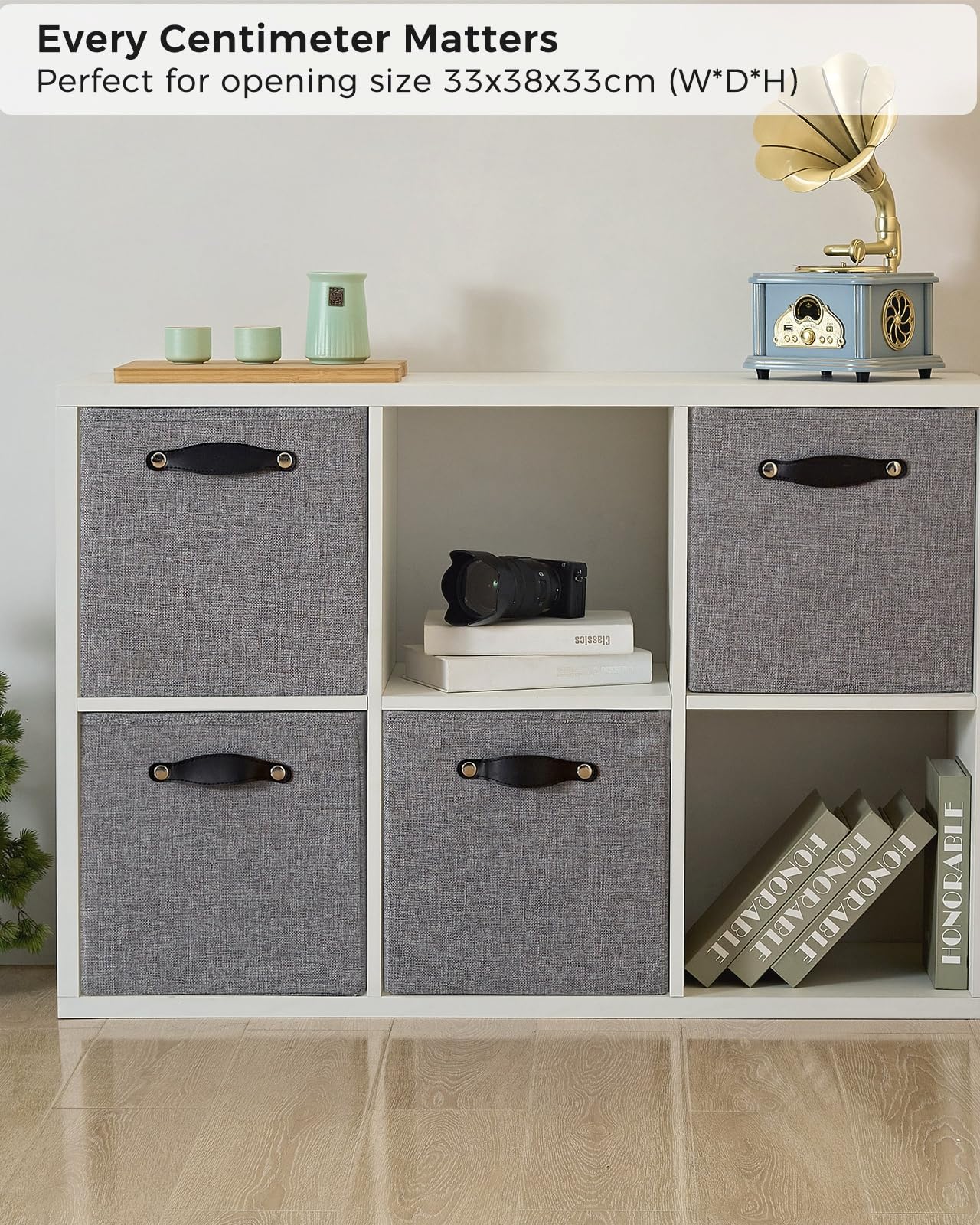 FABINADO Storage Boxes Fit KALLAX | 260g/㎡ Fabric Cubby Organizer Basket for Bookshelf, Closet, Wardrobe | Cube Unit Drawer Insert | 4 Pack, Dim Grey
