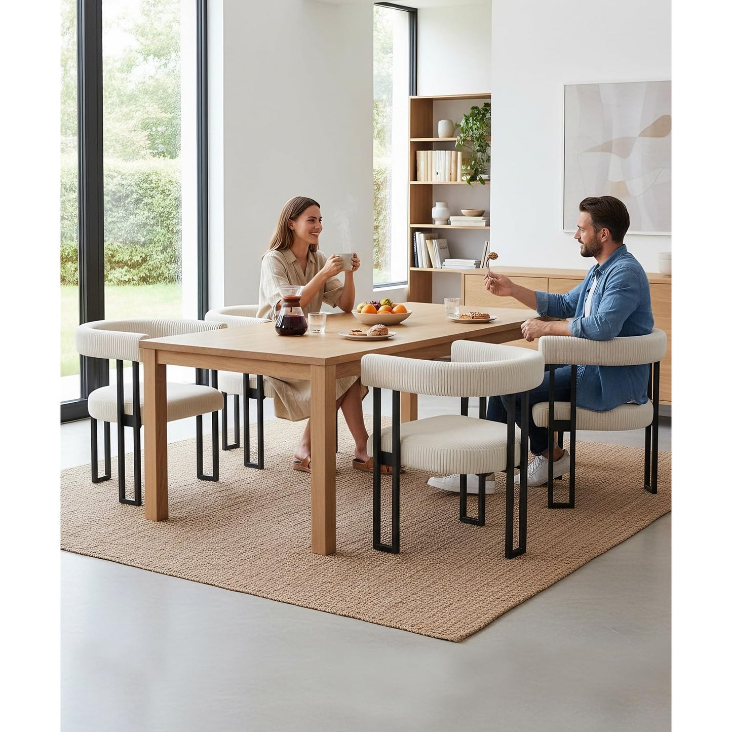 YEEFY Boucle Upholstered Dining Chairs Set of 2 Corduroy Kitchen & Dining Room Chairs with Metal Legs Mid Century Modern Chairs for Dining Room