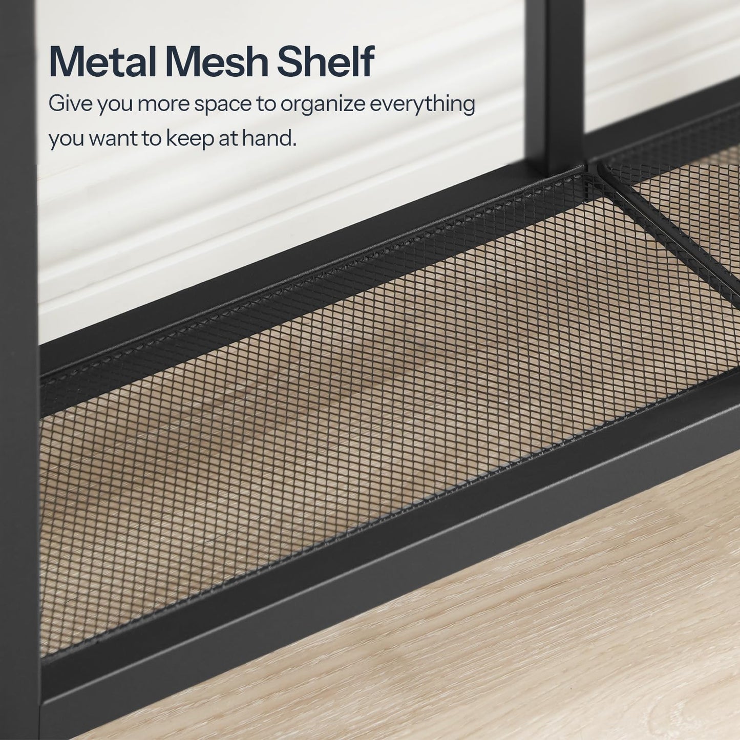 HOOBRO Console Table, Narrow Console Table, Slim Sofa Table with 4-Tier Storage Shelves, Industrial Hallway Table with Metal Mesh Shelf, for Hallway