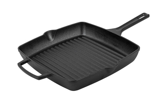 Prestige x Nadiya Cast Iron Griddle Pan - Pre Seasoned Square Cast Iron Pan 25cm, Induction suitable, BBQ & Oven Safe, Toxin Free Cast Iron Skillet