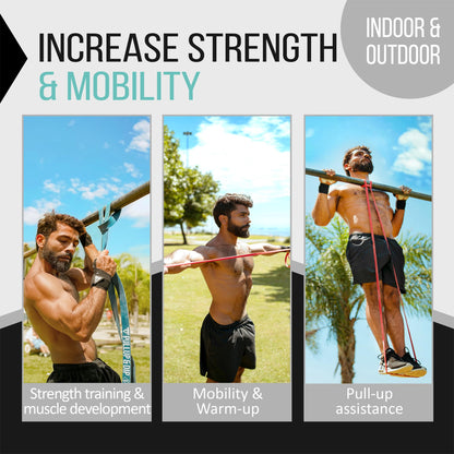 PULLUP & DIP Resistance Bands Pull Up Bands for Assisted Pull Ups, Calisthenics, Crossfit, Pull Up Bar; Premium Fitness Bands (LIGHT + MEDIM + STRONG