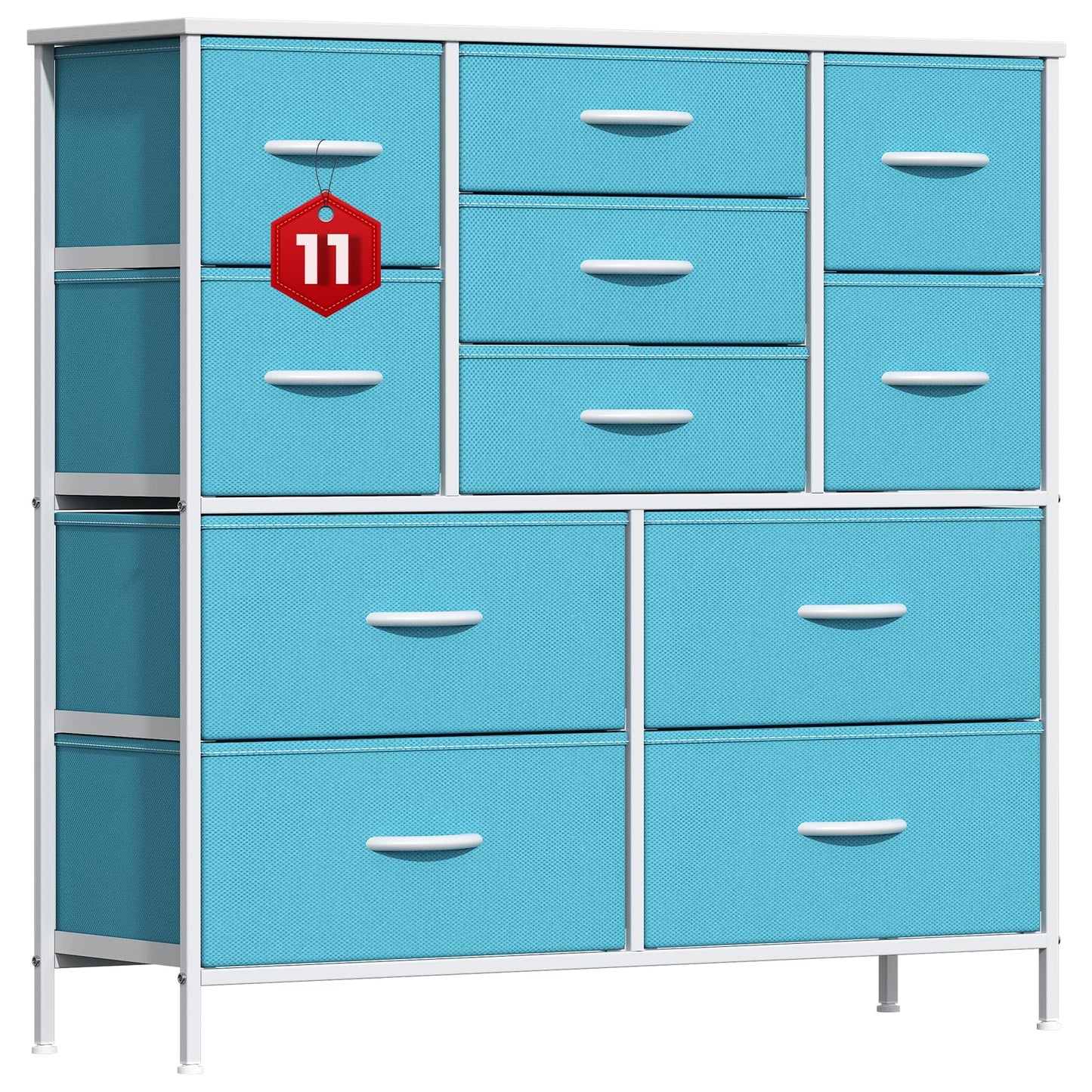 GoaHi Chest of Drawers, Large Dressers with Metal Frame and MDF Wooden Top Board, Adjustable Feet, Anti-Tip Safety