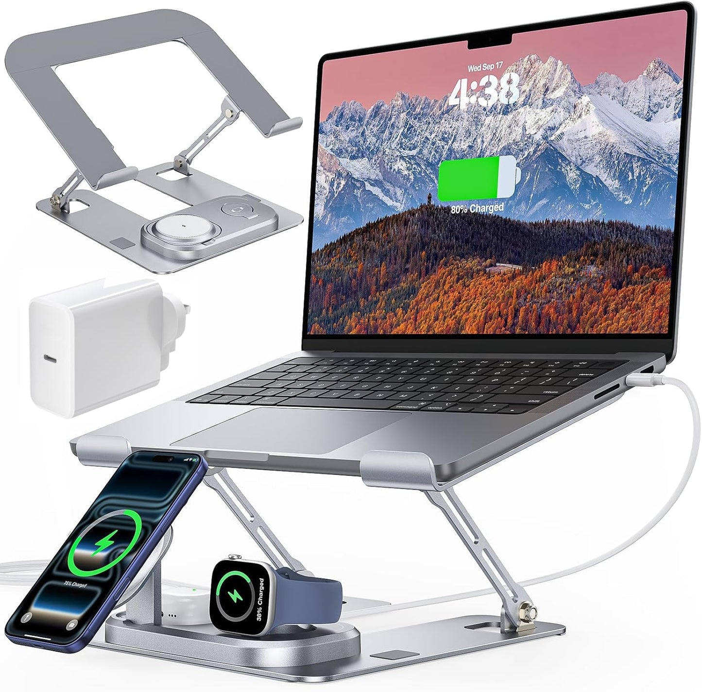 Nolansend Laptop Stand with 4-in-1 Wireless Charging Station