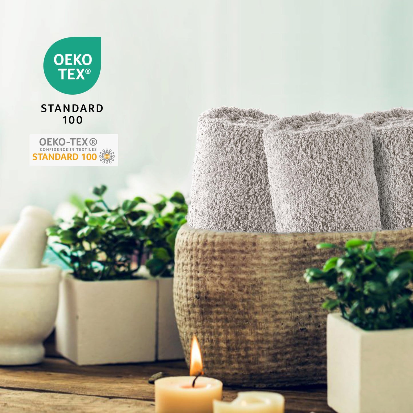 SweetNeedle 6 Piece Towel Set - 2 Bath Towels, 2 Hand Towels and 2 Washcloths Cotton Daily Use Hotel Spa Quality Soft Highly Absorbent Quick Dry