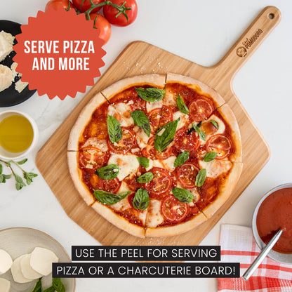Chef Pomodoro 16-inch Bamboo Pizza Peel, Wooden Pizza Peel 16 Inch (41 cm), Pizza Paddle, Wood Pizza Board, Pizza Peel with Handle, Pizza Oven