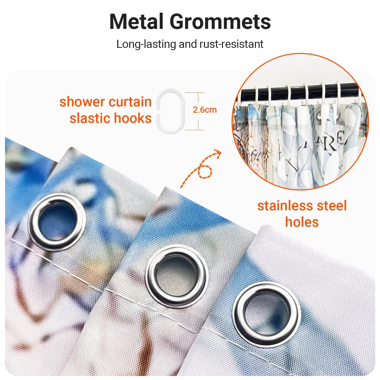 Lerores Sea Turtle Shower Curtain, Weighted Hem, Anti-Mould, Water-Repellent, Washable Polyester Fabric Bath Curtains with 7 Eyelets and Shower
