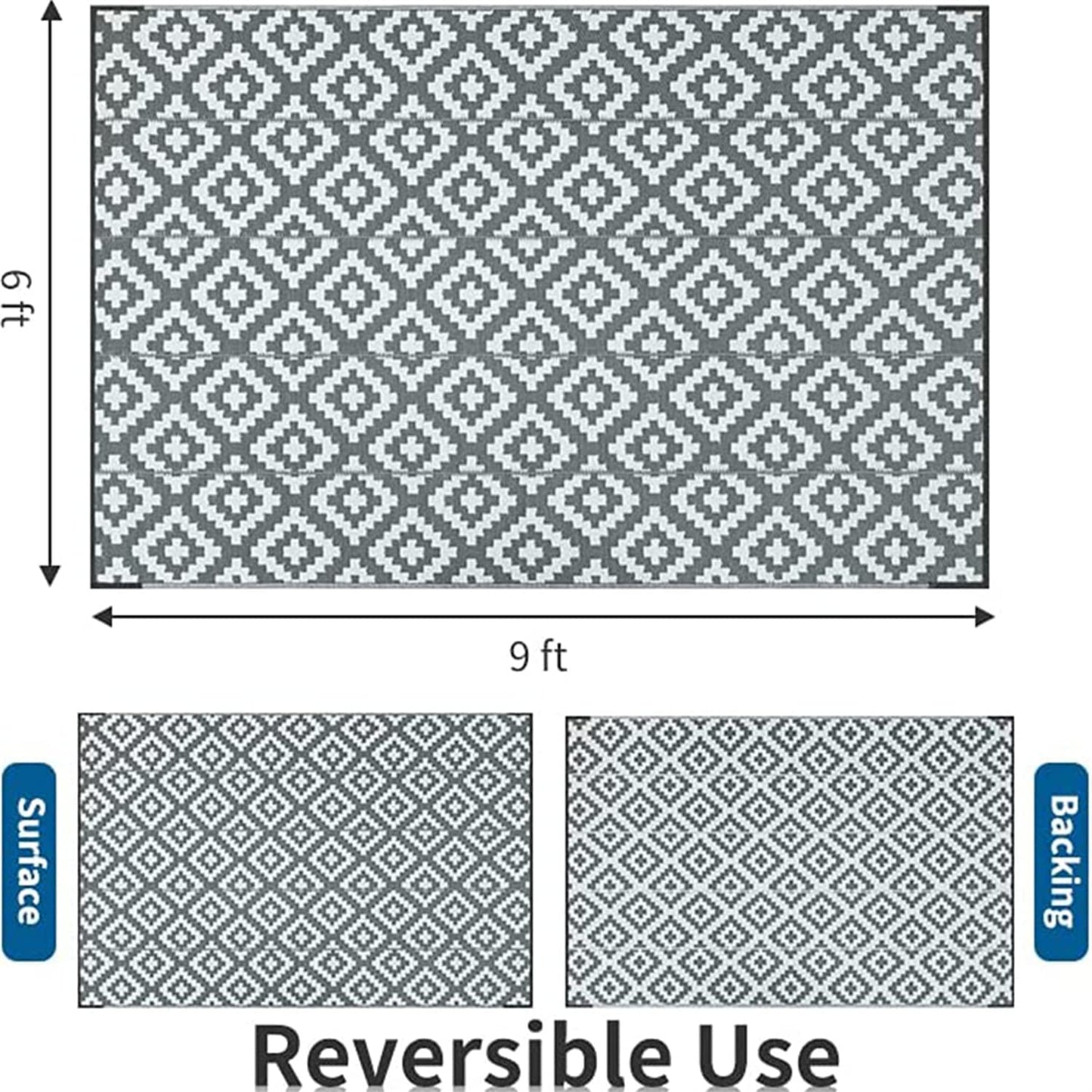 Enipate Geometric Outdoor Rugs for Patios Clearance, 182 x 274cm(6x9ft) Reversible & Easy Cleaning Patio Decking Rug, Portable Comfortable Woven