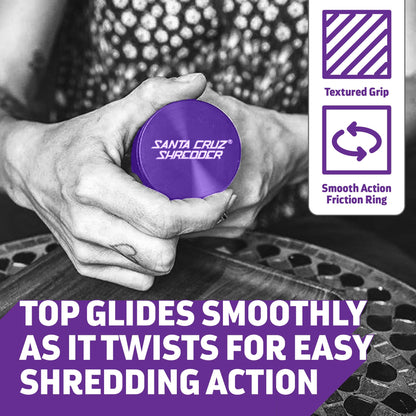 Santa Cruz Shredder Herb Grinder 3 Piece Medium 2 1/8" Superior Grip and Aluminium (Purple)