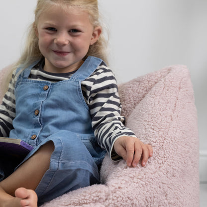 icon Kids Teddy Fleece Bean Bag Chair, Pink, Fluffy Kids Bean Bag Armchair with Filling Included for Girls and Boys, Childrens Chair, Nursery Dcor,