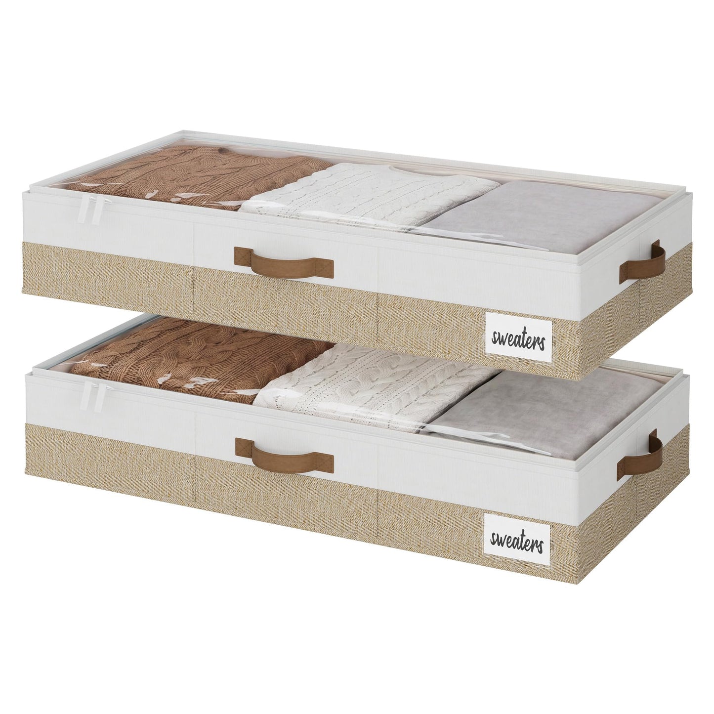 StorageWorks Large Under Bed Storage Containers with Handles and Label Holder, 2 Pack Ultra-thick Fabric Underbed Bins, Closet Organizer for Clothes