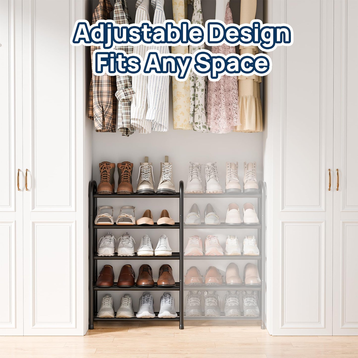 ENJOYBASICS Expandable Shoe Rack, 5 Tier Adjustable Shoe Storage Shelf