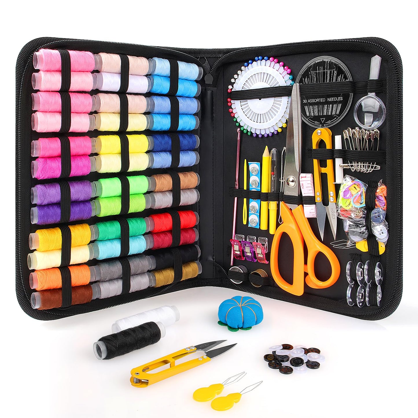 Goeveo Sewing Kit for Adults Beginners, DIY, Home, Travel, Emergency, Repair, Small Sewing Supplies with Case Thread Needle Scissors, Portable 188 Pcs