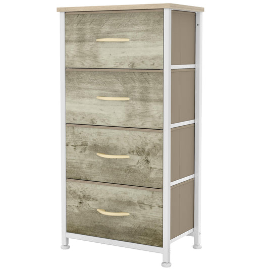 YITAHOME Small Chest of Drawers with 4 Drawers, Fabric Dressers with Easy Pull Handle,Sturdy Steel Frame,Storage Drawers for Bedroom,Light wood color