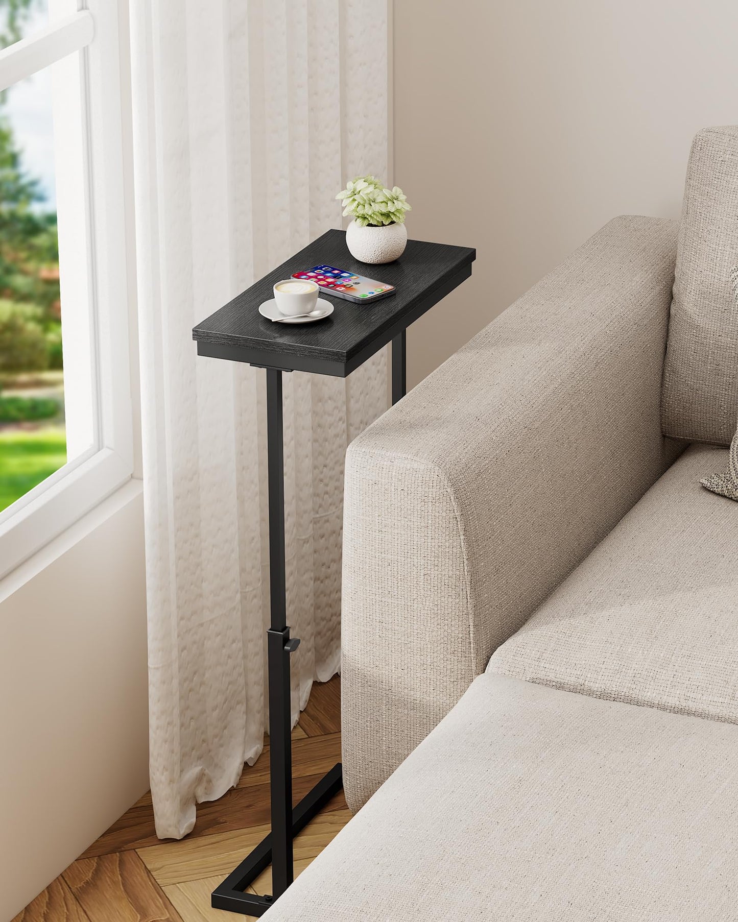 TUTOTAK End Table, Side Table, Tall Couch Table, Sofa Table, Living Room, Bed Room, Black TB01BK0832EU