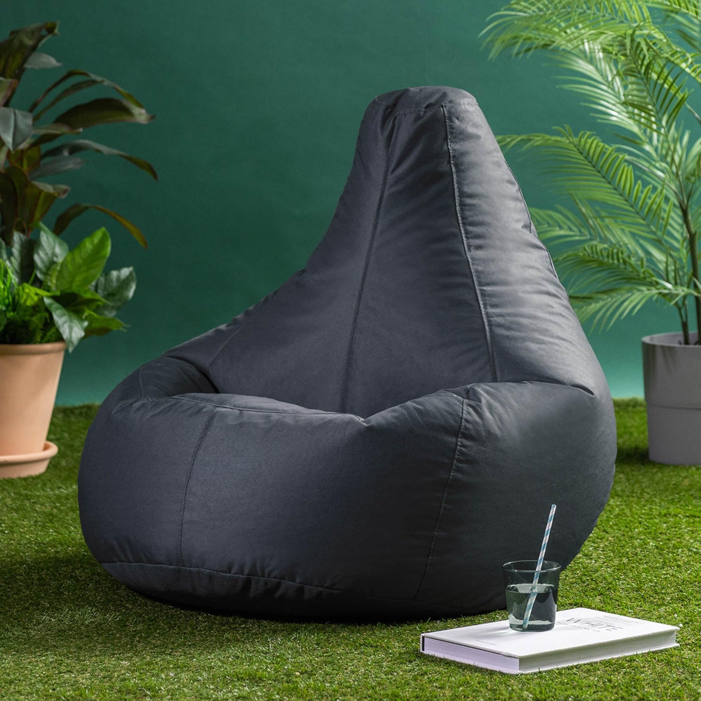 Bean Bag Bazaar Outdoor Bean Bag with Filling Included, Grey