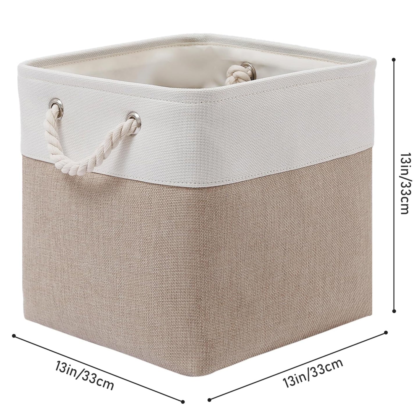 ICEMOR 33 x 33 x 33 cm Cube Storage Boxes, 6 Pack Large Collapsible Fabric Storage Bin with Ropes, Foldable Cube Baskets for Kallax, Office,Closet