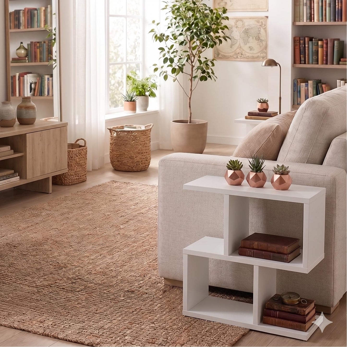 Narrow Side Table Eden 60, Slim Bedside Table, 2 Tier Sofa End Table with Storage Shelf, Small Accent Table, Plant Stand for Living Room, Bedroom