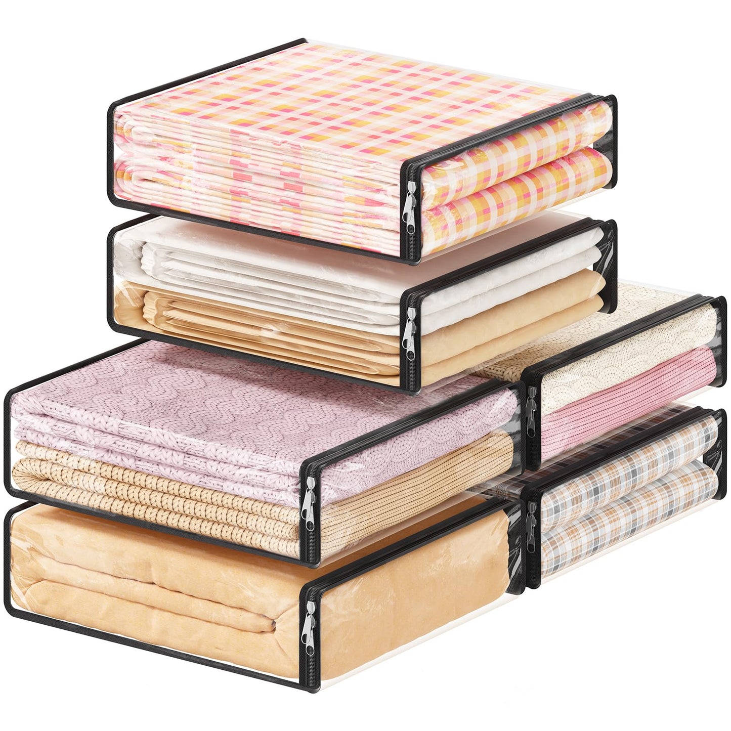 Lifewit 6 Pack Clear Storage Bags with Zips, 14L Clothes Storage Bags